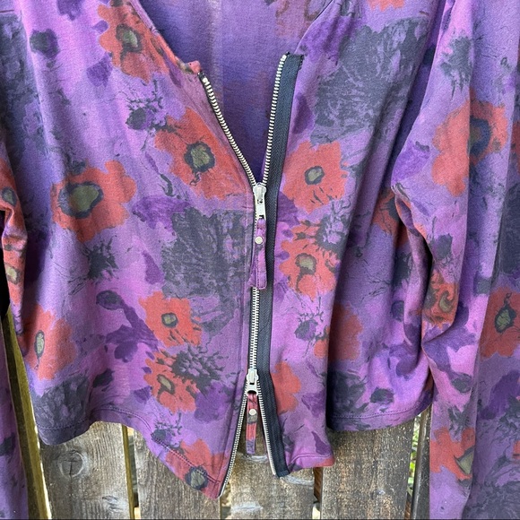 Ultimate Mik’s Floral 2 Way Zip Cardigan Top Sz XL - Picture 5 of 15